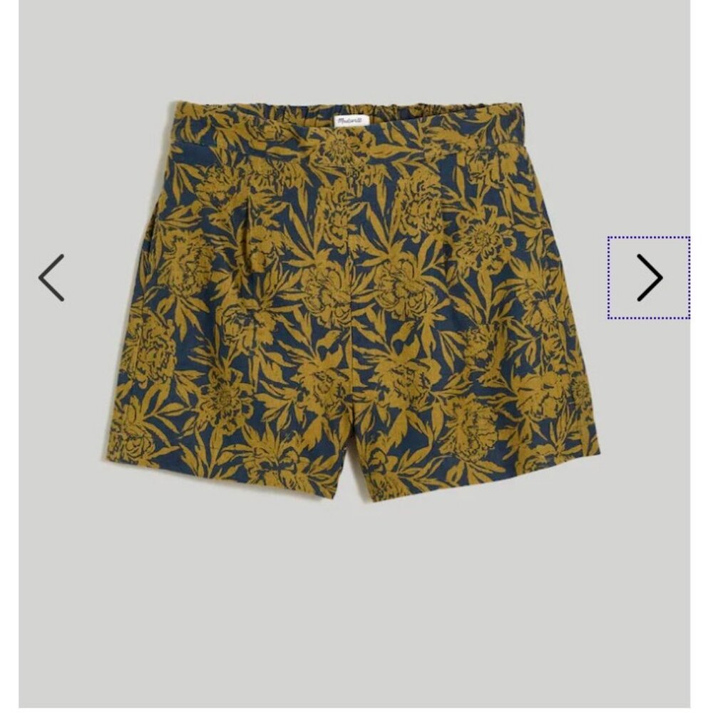 Madewell Womens $55 Pull on Shorts 100% Linen in Deep Shadow Size M NO929